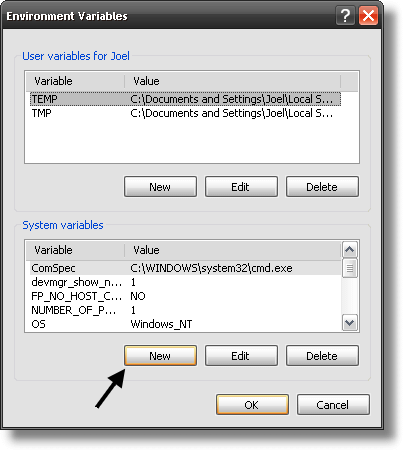 System variables window